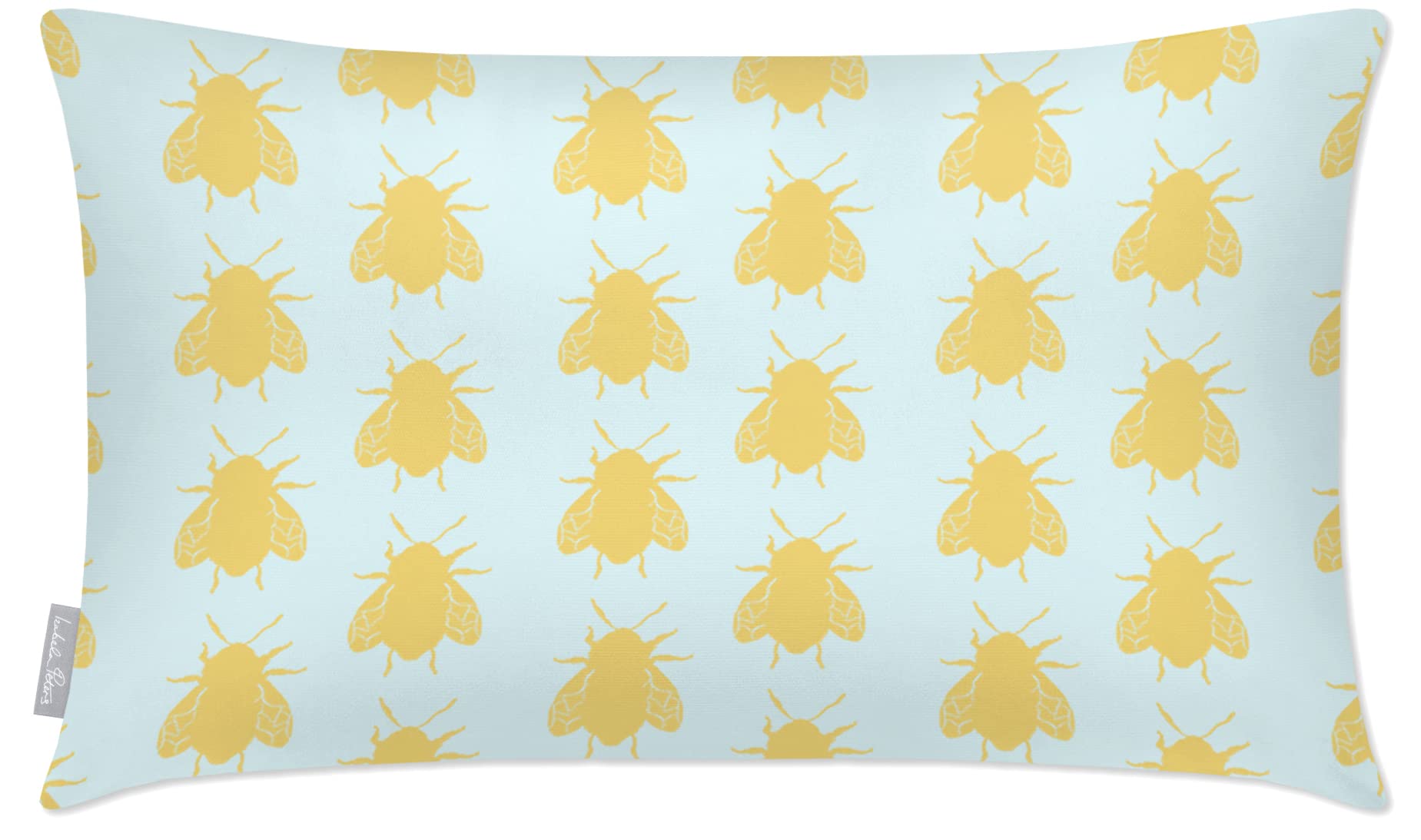 Izabela Peters Waterproof Outdoor Cushions, 55 x 35 cm, Filled, Bees - Duck Egg Blue, Garden Furniture Seat Cushions for Chairs