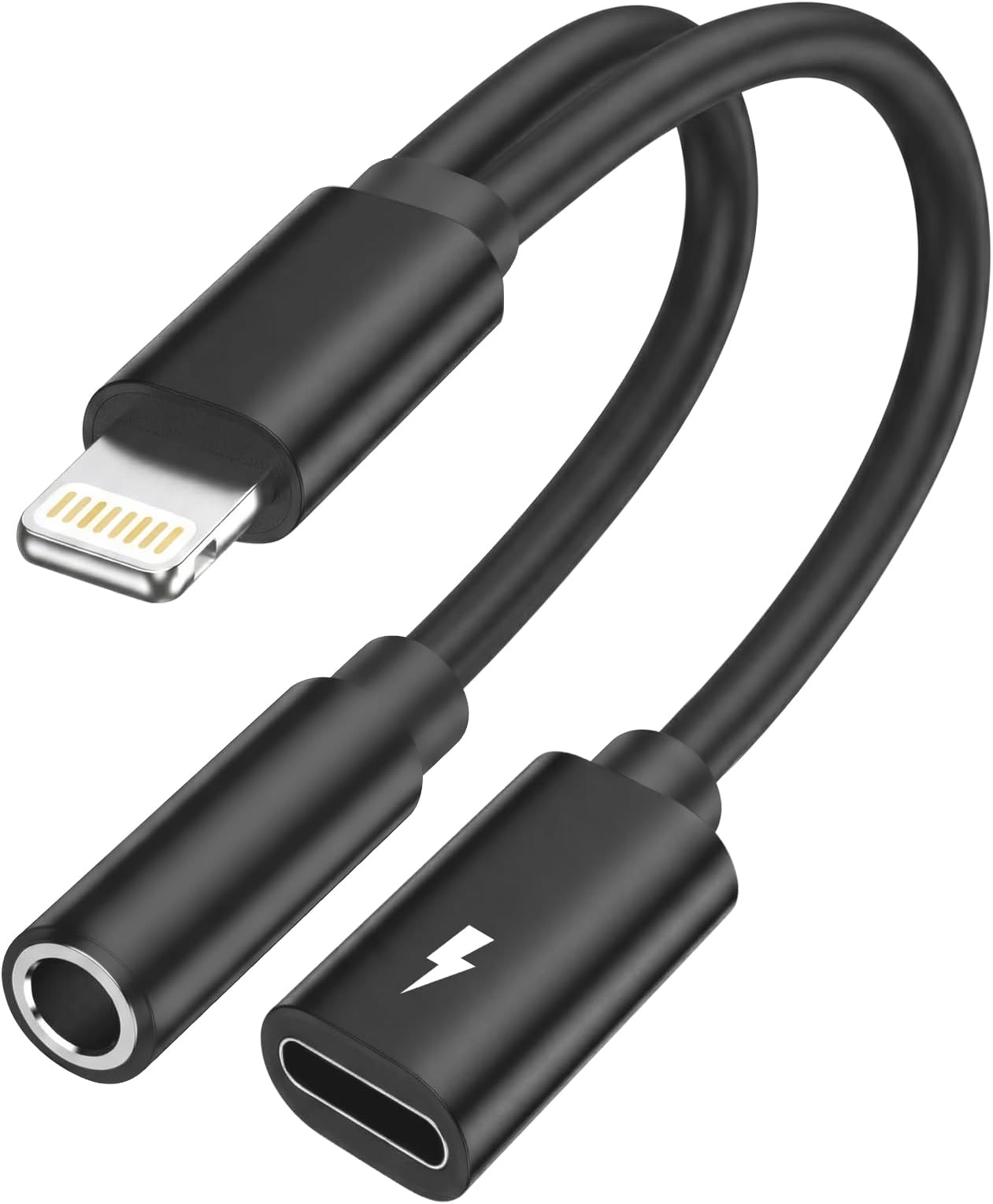 2-in-1 Lightning to 0.1 inch (3.5 mm) Earphone Conversion Adapter, High Resolution Sound Quality, Rapid Charging, Music Playback, Call Support, Video Watching, Compact, Lightweight, While Charging