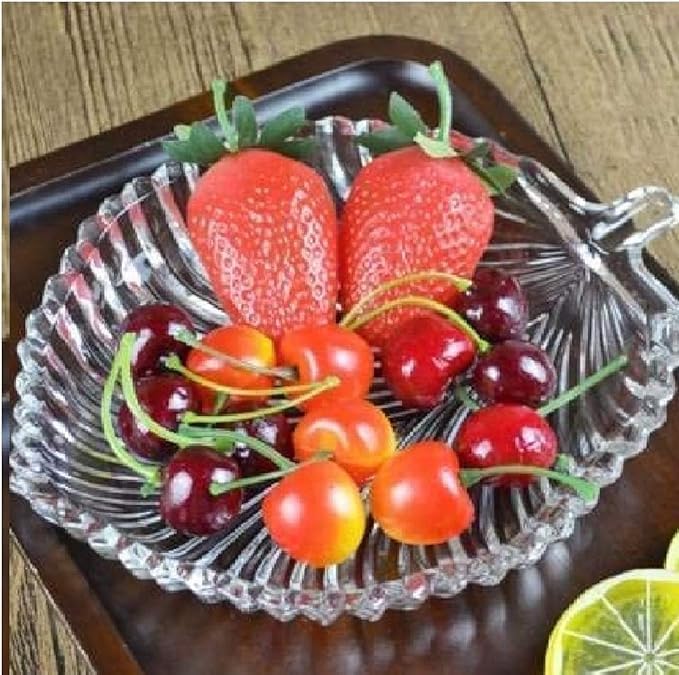 Image of PrimeWorld Leaf Shape Glass Tray (1 Pc) | Elegant Decorative Glass Plate for Serving Dry Fruits, Snacks, Sweets & Chocolates | Stylish Home Decor & Tableware