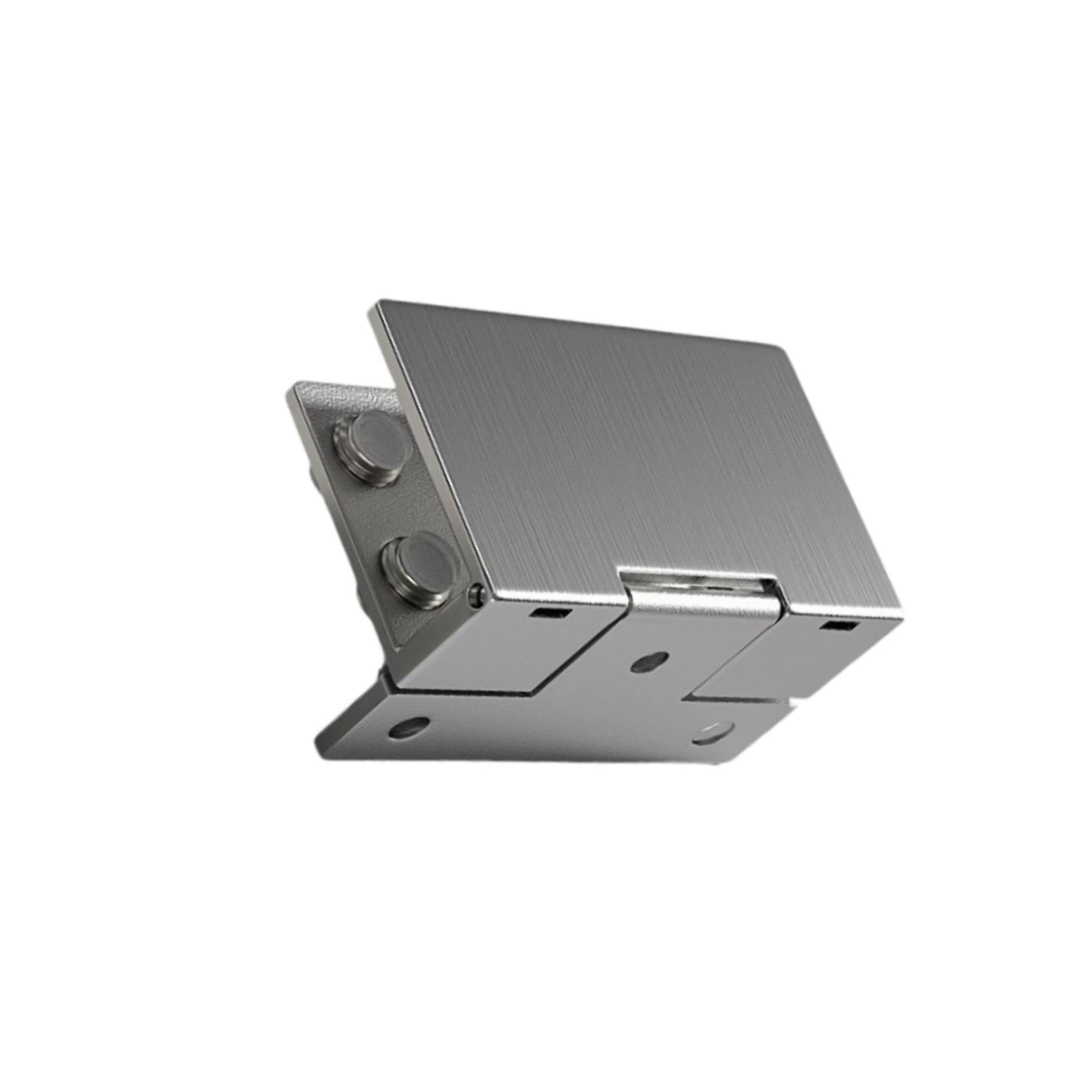 QUILSTM Frameless Glass Cabinet Door Hinge Rust Resistant Construction Exceptional Fit for 5mm-8mm Glass Panels Featuring Automated Soft Close Door Hinge, Silvery, 5.4x3.4cm