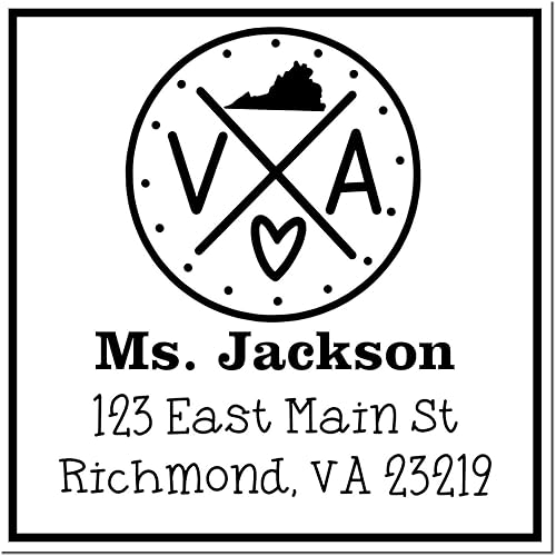 Miniatura 74 de Texas State Love - Sello de dirección cuadrado, uso con almohadilla de sellos, sello de correo de Texas, tamaño 1-5/8 pulgadas Manija