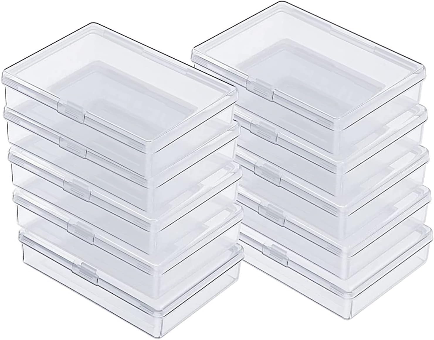 Guuzi 2880 pezzi Contenitori Rettangolari in Plastica Trasparente Mini Perline con Coperchio per Piccoli Oggetti,Dimensioni Esterne:9,5cm x 6,2cm x 1,3cm,Dimensioni Interne:9,2cmx5,9cmx1,1cm