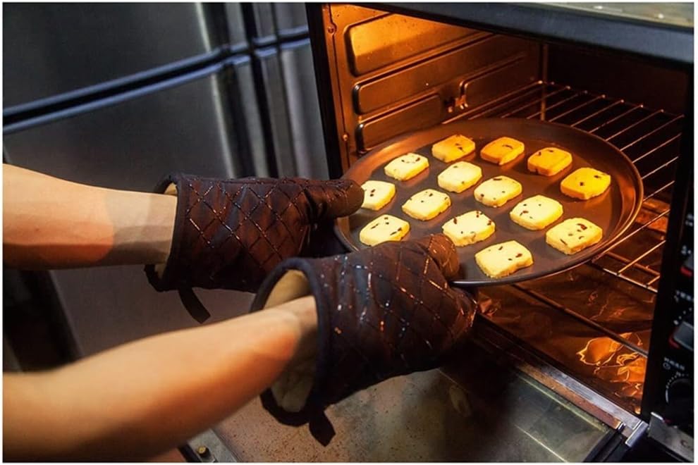 1 Pair of Oven Gloves Kitchen Oven Gloves Heat-Resistant Cooking Gloves Kitchen Baking Gloves (D 1)