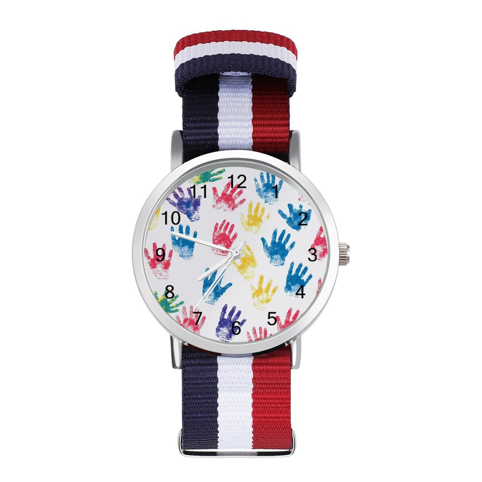 Autism Colored Palm Prints Funny Wrist Watches for Men Women Fashion Graphic Watch for Work Workout