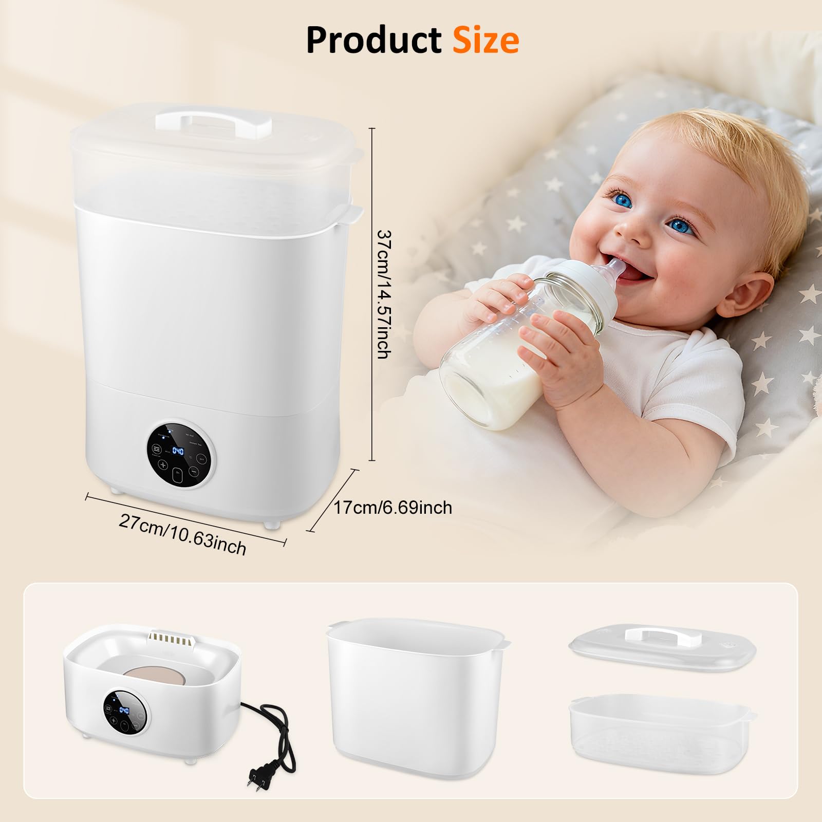 LIFEJXWEN 5-in-1 Elektrischer Sterilisator für Babyflaschen