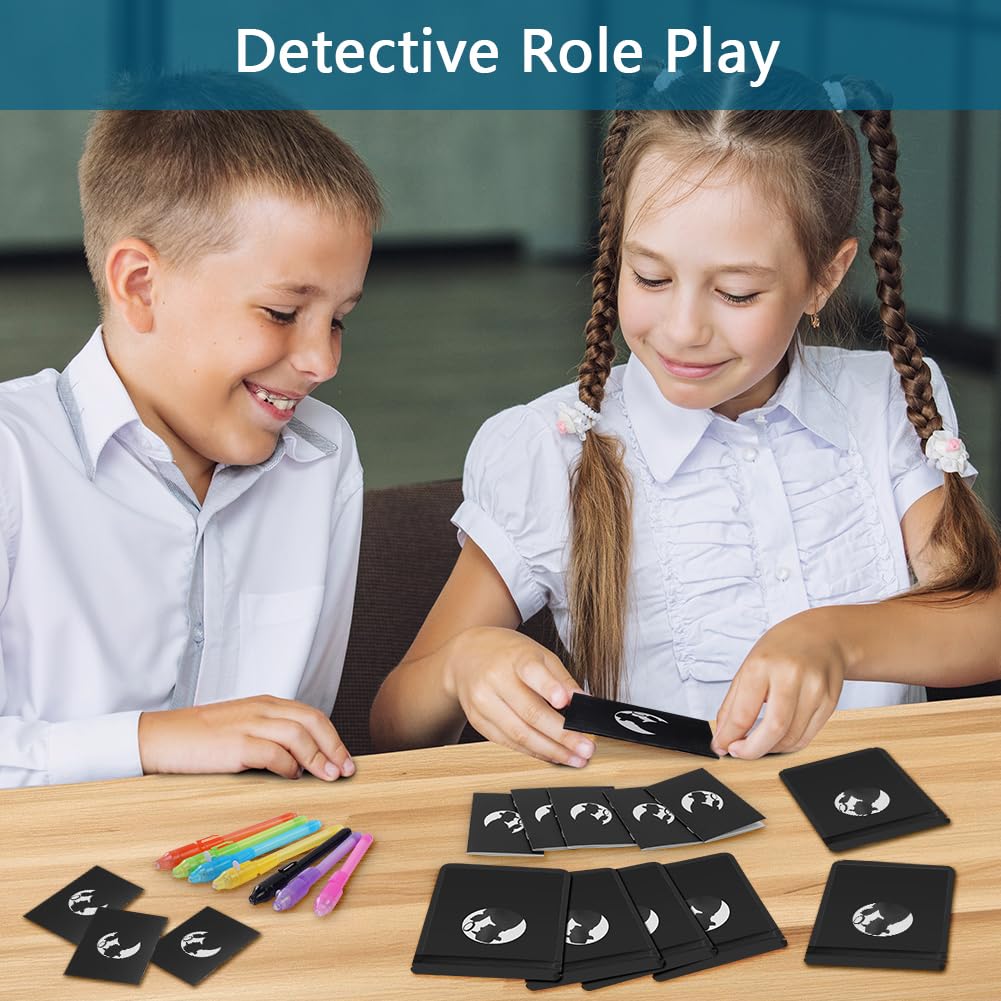OSDUE Bambini Giocattolo Detective, 36 Pezzi Detective Set per Bambini, Penne Invisibili con Ingranditori Giocattolo e Quaderni, per Il Gioco di Ruolo Detective (36 Pezzi)