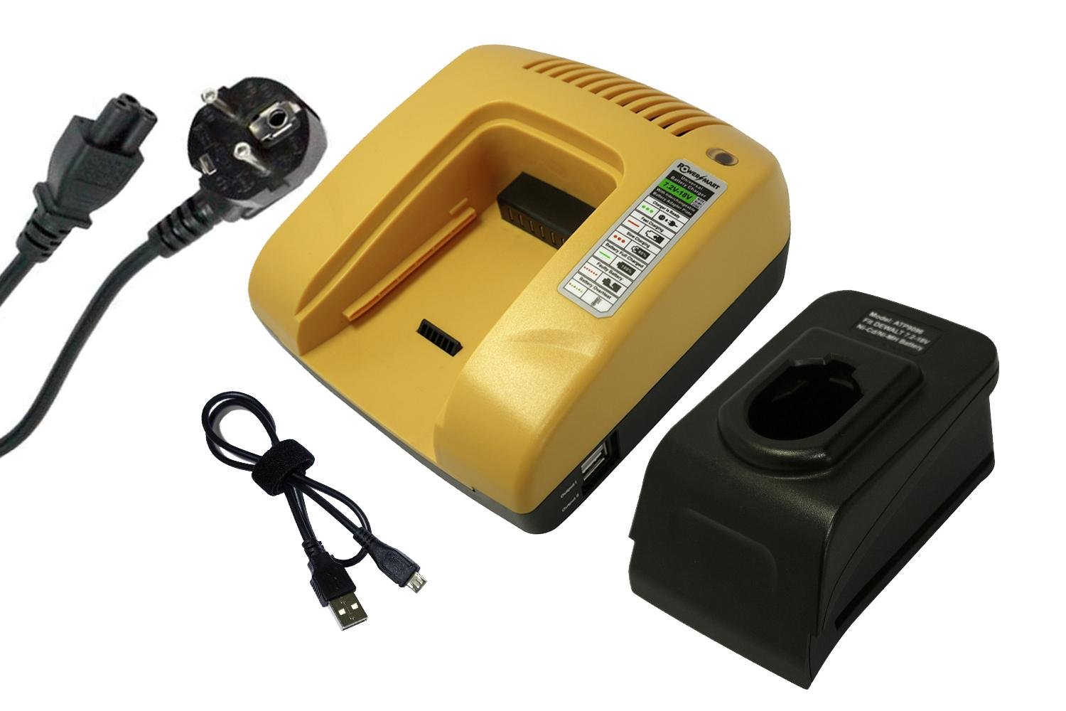 PowerSmart® 7,2-18 V ładowarka do Black & Decker A9251, A9252, A9262, A9267, A9274, A9275, A9276, A9282, A9527, FSB96, PS120, PS120A, PS130, PS130, PS130, PS130, PS130, PS130, PS130, PS130, PS130, PS130A, PS11. 40, PS140A, PS145, żółty, CDW001YE,