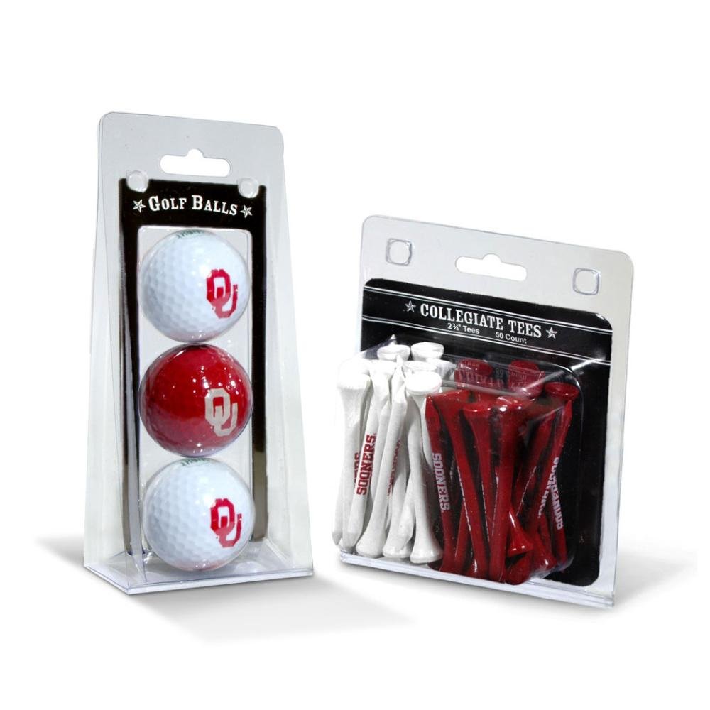 Team Golf NCAA Oklahoma Sooners 3 Golf Balls And 50 Golf Tees Logo Imprinted Golf Balls (3 Count) & 2-3/4" Regulation Golf Tees (50 Count), Multi Colored