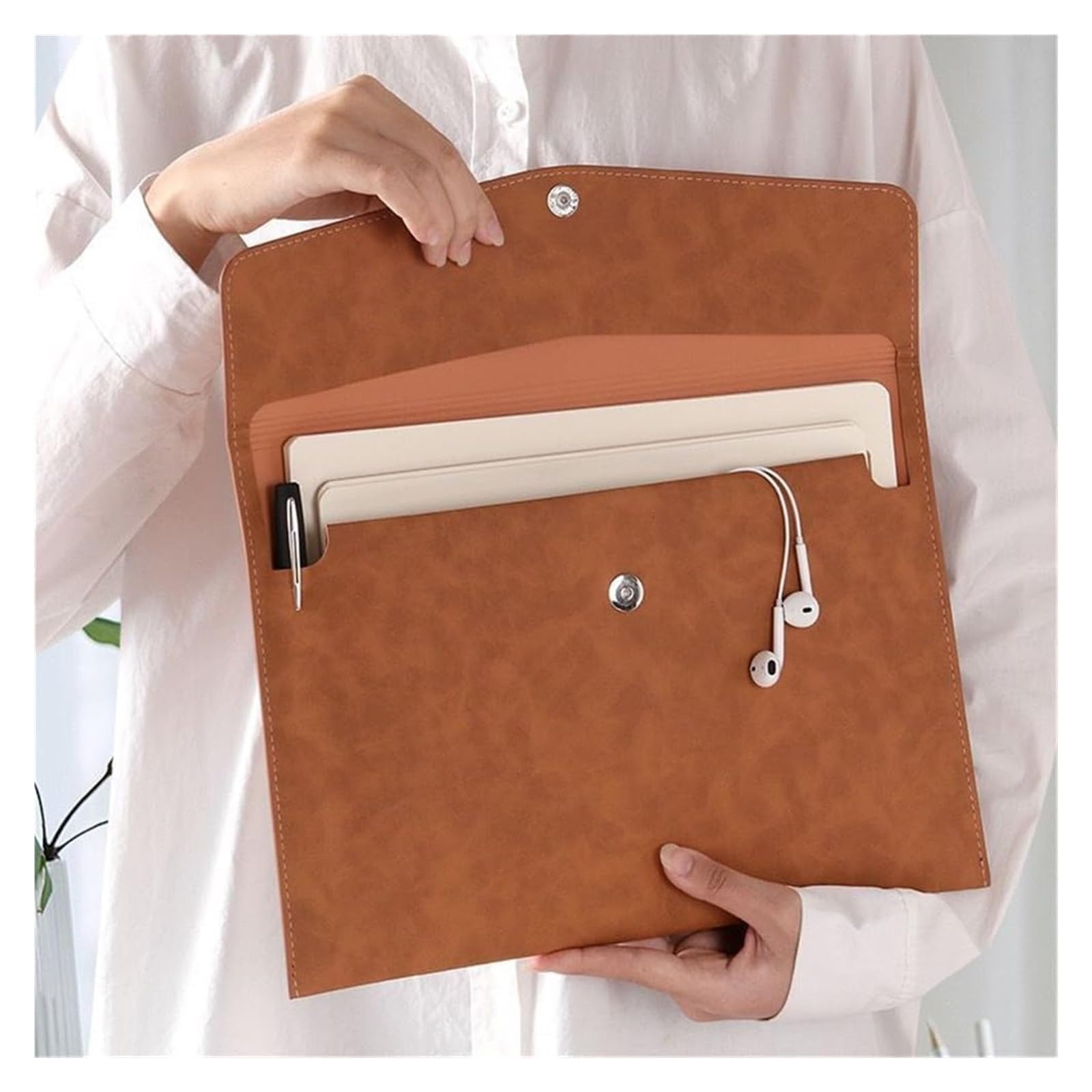 Etui na dokumenty ze skóry PU, Skórzana koperta na dokumenty, teczka na dokumenty A4, wielokolorowa, 330 x 240 mm, opakowanie 3 szt.(Red)