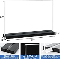 Vista 3 de Soporte de Letrero Acrílico 11x8.5 Pulgadas Horizontal en Forma de T, Doble Cara, Transparente, Soportes de Menú de Mesa Plásticos, Portarretratos