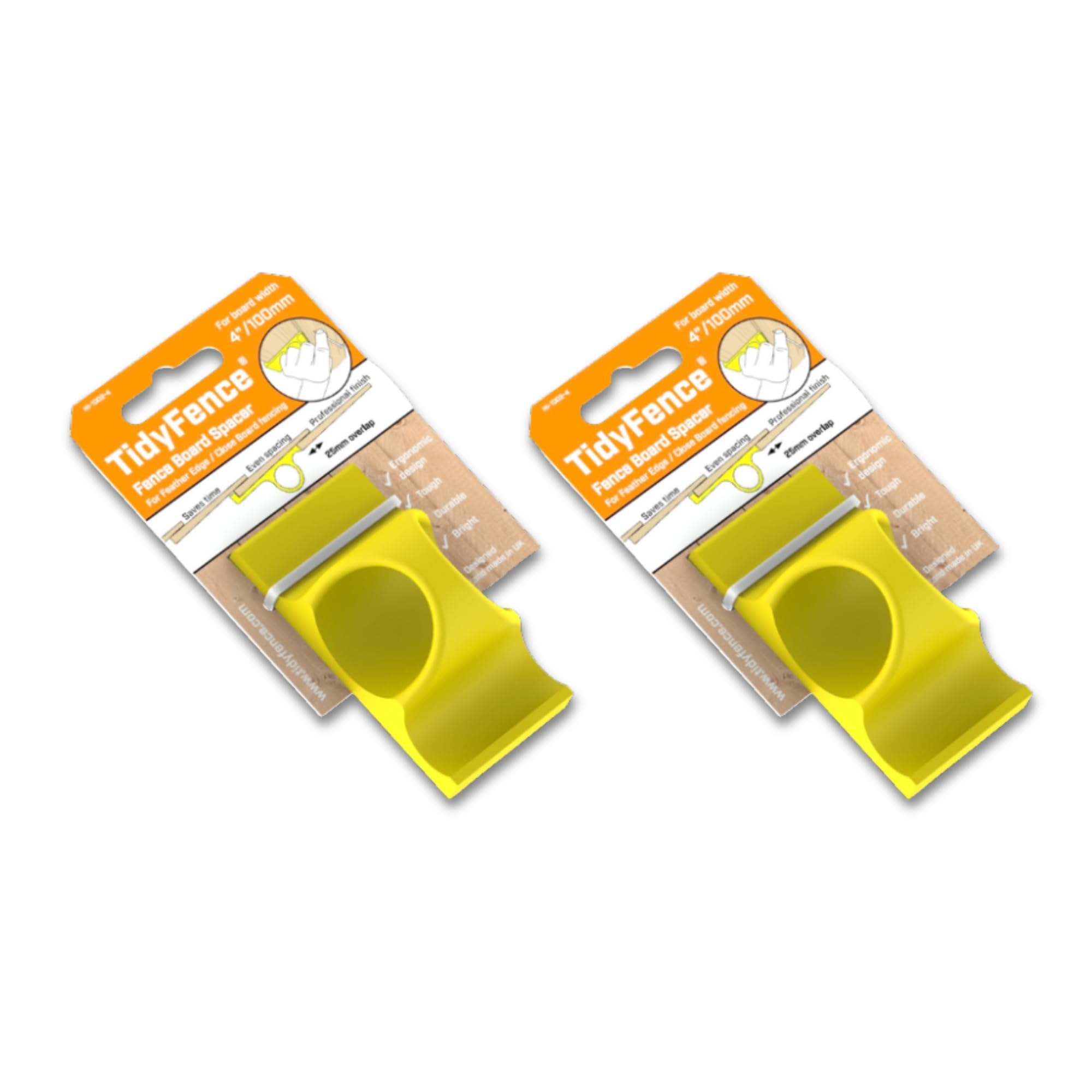 TidyFence - Professional Standard Fence Board Spacer for Feather Edge Boards and Close Board Fence Construction (for 4" (100mm) Board Width)