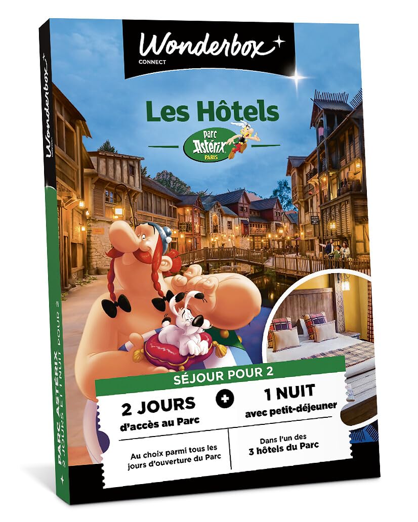 Wonderbox Connect - Coffret Cadeau - Parc Astérix - 2 Jours Et Séjour pour 2-2 entrées pour 2 Jours - 1 Nuit avec Petit-déjeuner dans l'un des 3 hôtels du Parc - Validité 27 Mois