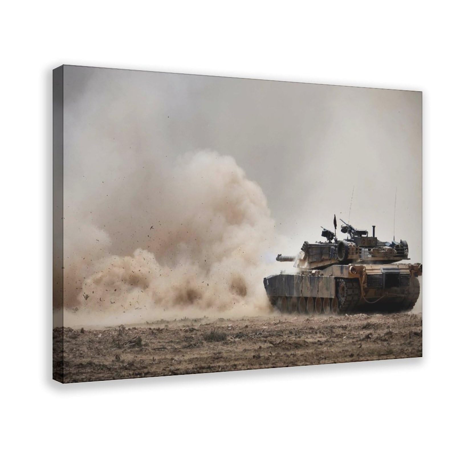 Brown And Black Main Battle Tanks Military Tank Firing Shot Poster For Creating A Tranquil Wall Art Or Decorative Element In Your Room Decor Home Decor Bedroom Decor 12x08inch(30x20cm) Frame-style