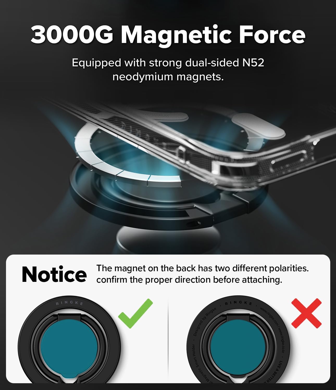 Ringke Dual Magnetic Smart Holder [Compatible with MagSafe] Phone Grip, Dual-Sided Powerful Magnet, Multi-Angle Hinge 3-Tier Foldable Kickstand for Gym, iPhone, Galaxy, Pixel - Black