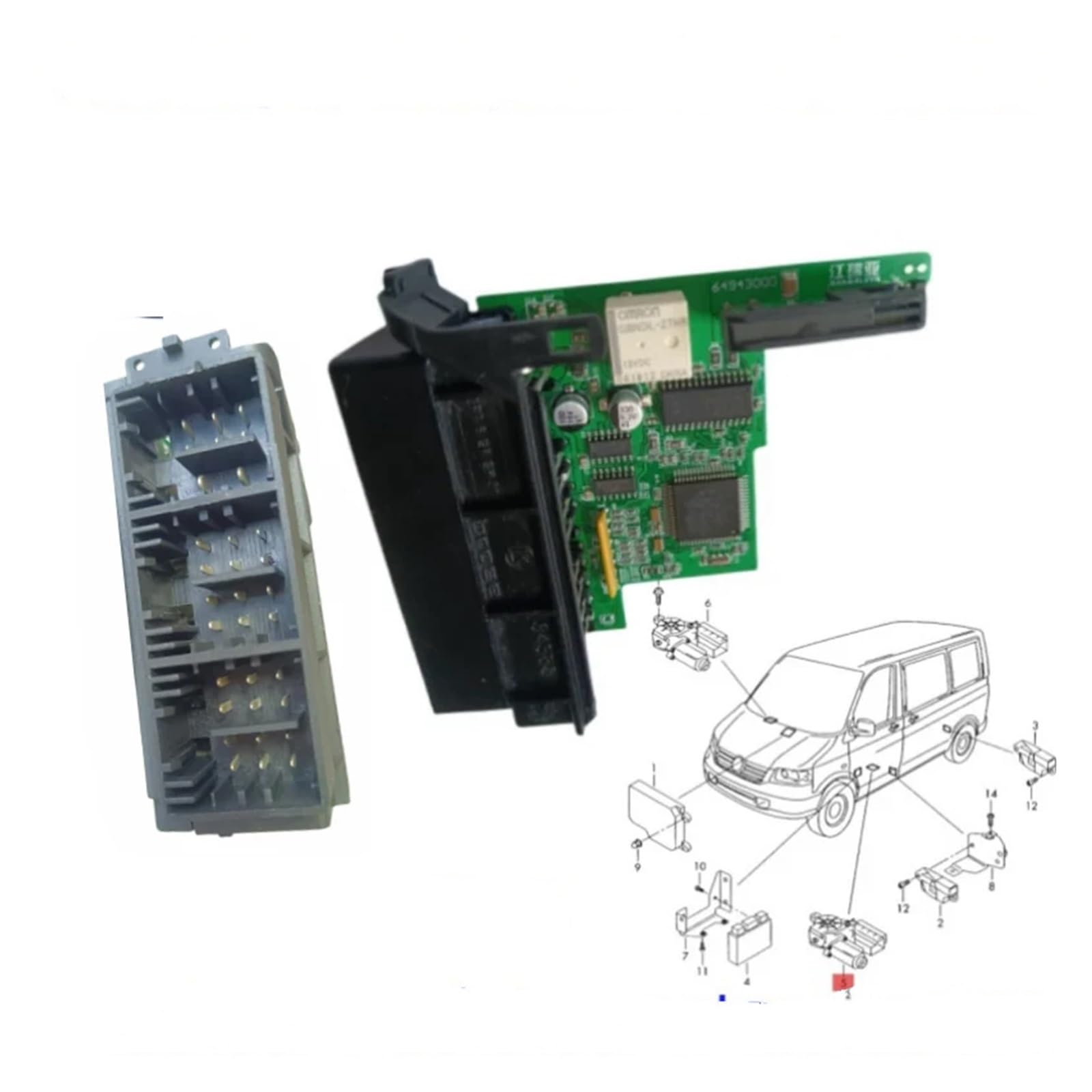 Hhfksci Power Window Regulator for VW for Campmob for Transporter T5/T6 2003-2007 Window Regulator Motor Module Door Lock System Control Unit 7H1959801A 7H1959802A(7H1959801A)