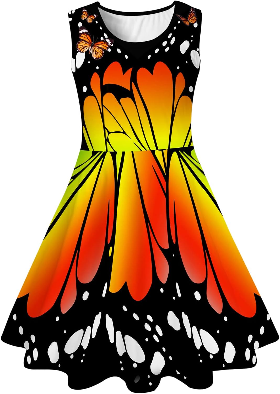 uideazone Girls Sleeveless Dress Round Neck Floral Printed Sundress for Casual Home Party Beach 4-12 Years