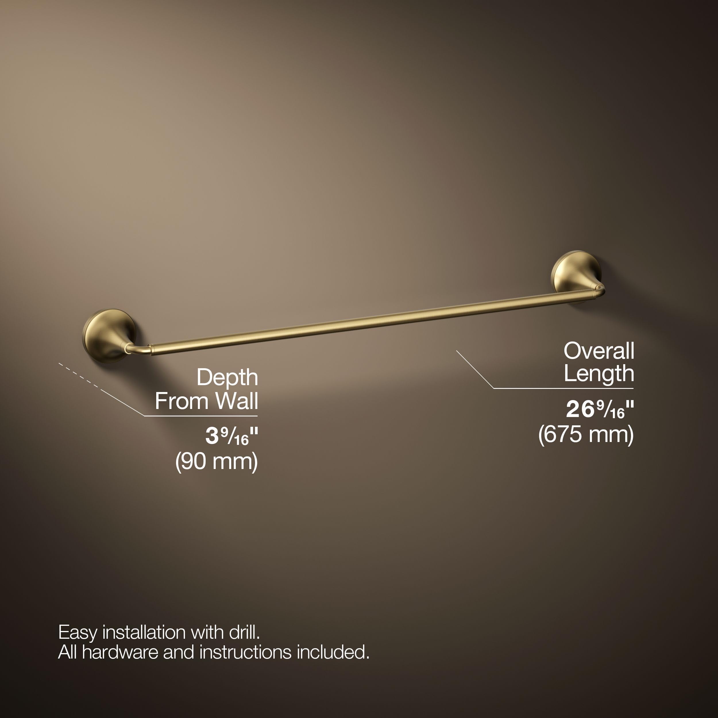 KOHLER Tone 24-Inch Towel Bar - Zinc Construction, Coordinates With Tone Bathroom Faucets & Accessories - View #8