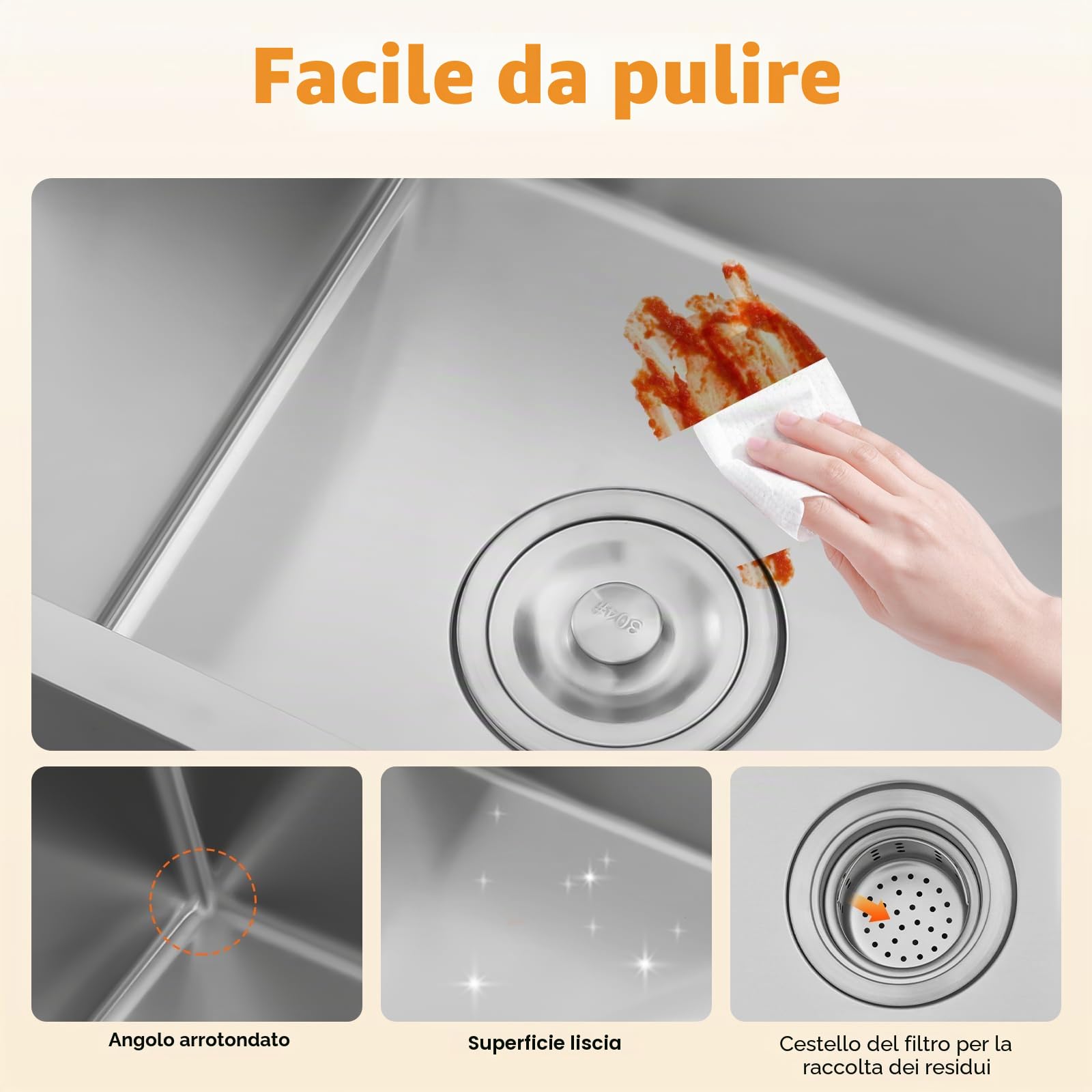 Lavello da cucina 78x43cm argento, lavello da cucina in acciaio inossidabile doppia vasca 2 vasche lavello da incasso lavello sottopiano con set sifone lavello da incasso qualità alimentare lavello