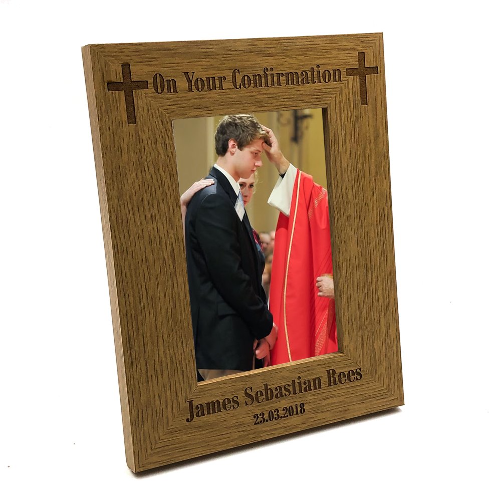 Ukgiftstoreonline Confirmation Gift Personalised Engraved Wooden Photo Frame (4 X 6 Inch)