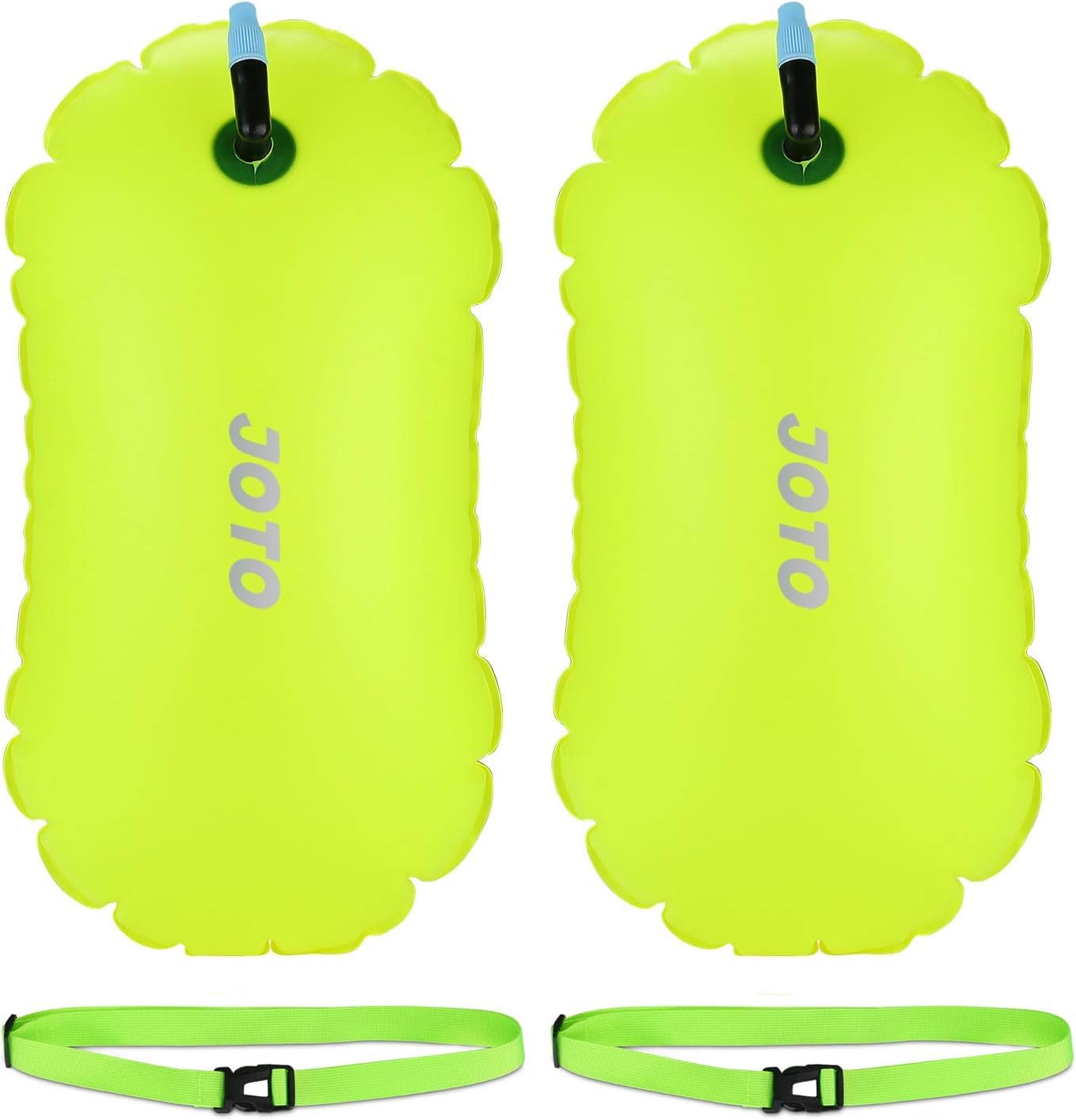JOTO 2 Pack Swim Buoy Float, Swimming Bubble Safety Float with Adjustable Waist Belt for Open Water Swimming, Safe Swim Training, Triathletes, Kayaking, Snorkeling