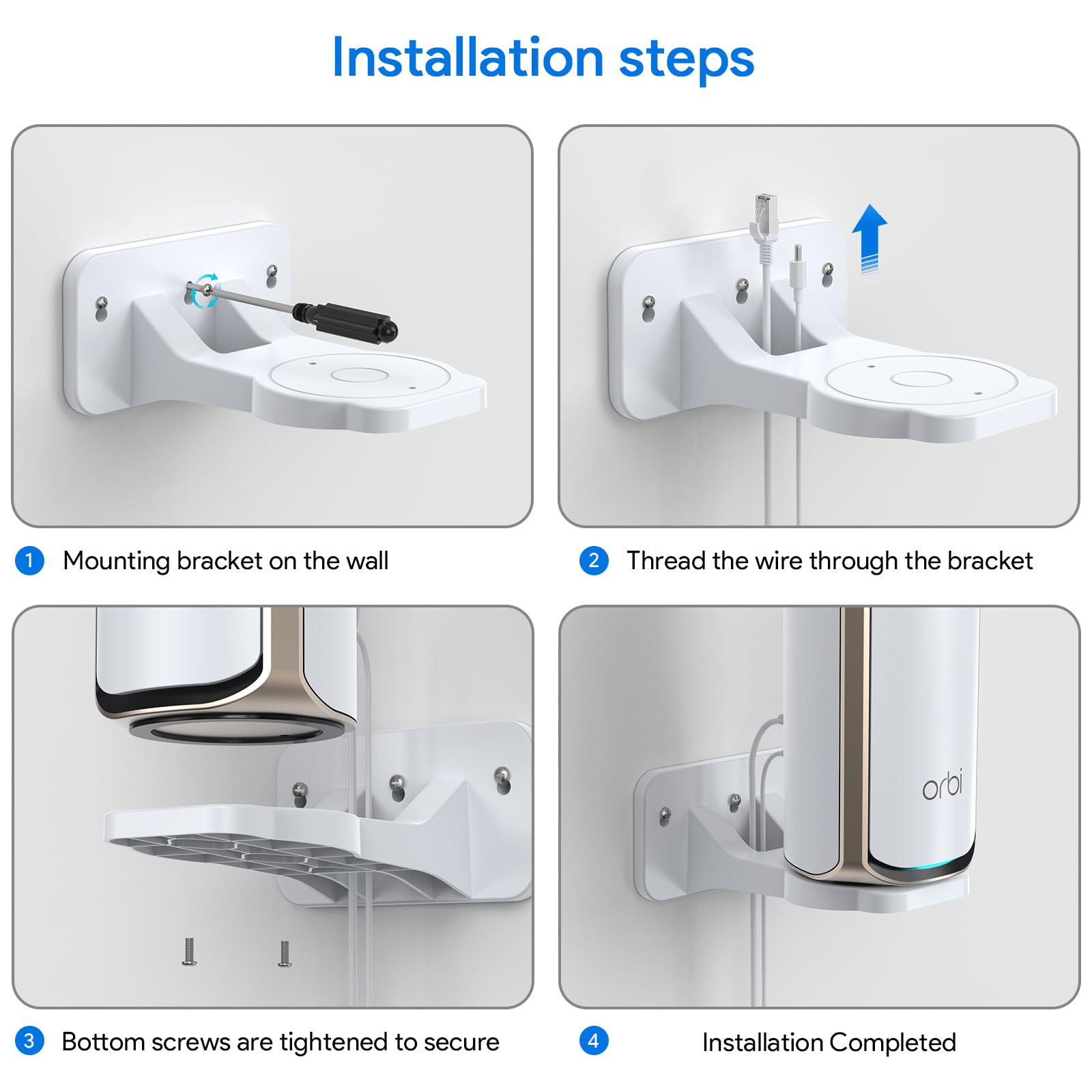 Support mural pour routeurs Orbi WiFi 7 – Compatible avec les systèmes de maille Orbi 970, 870, 770 et Nighthawk WiFi 7, support sécurisé Orbi pour économiser de l'espace et augmenter le signal