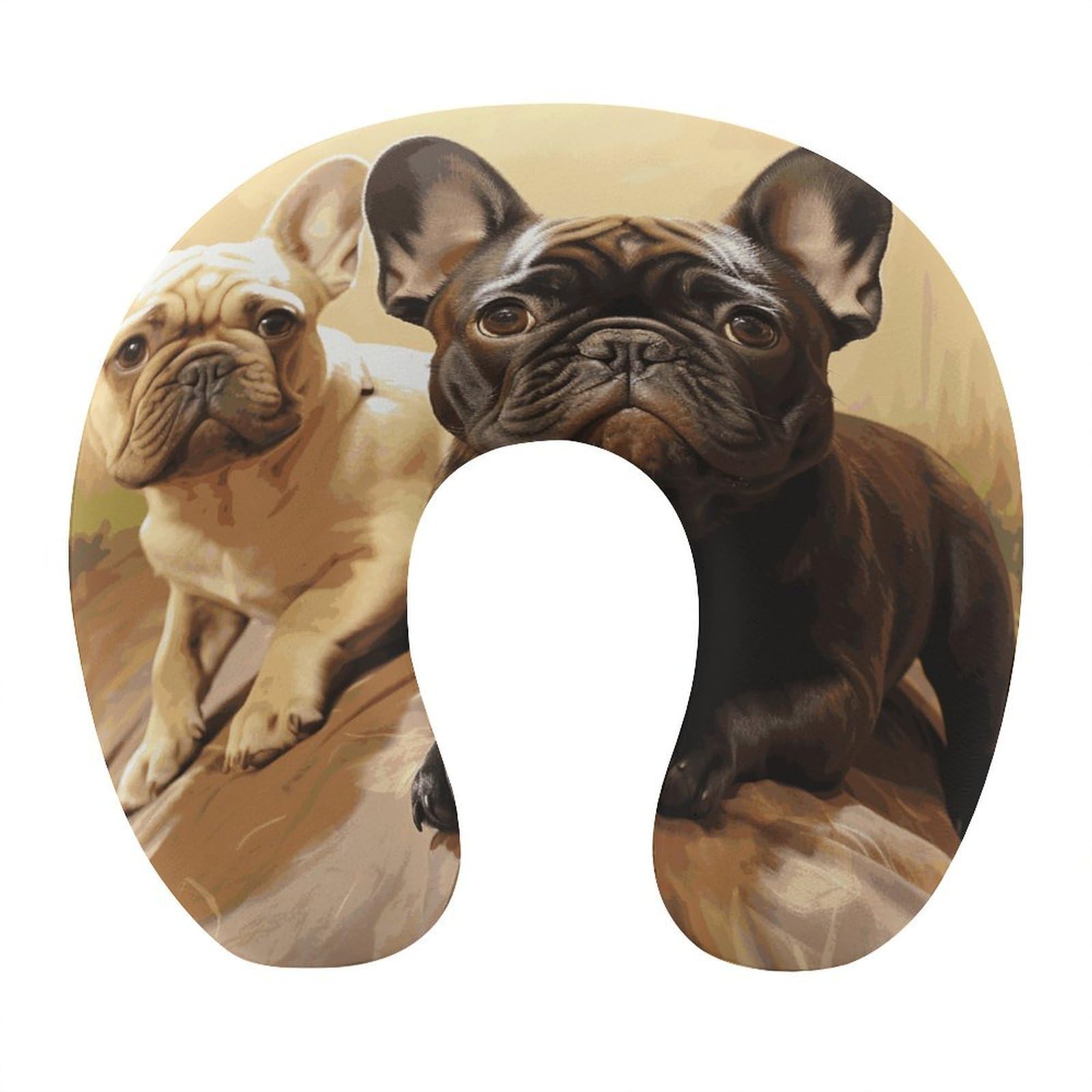 Btcowzrv Style Cute French Bulldog Graphics U Shaped Neck Pillow Travel Pillows