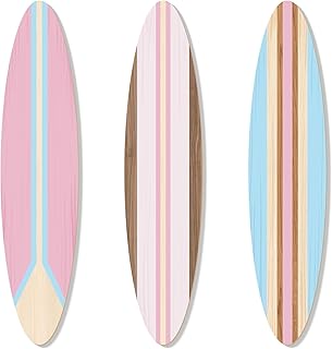Zzbakress 3 Pieces Cute Surfboard Wall Decor Beachy Room Decoration Wood Surfboard Wall Hanging Sign Beach Themed Room Decor Room Decor for Living Room Bedroom Bathroom (Large)