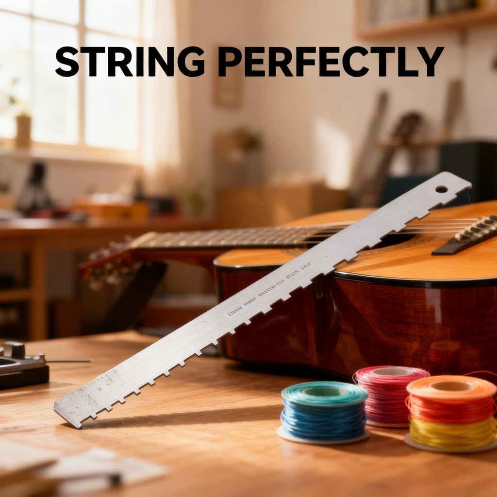 Stainless Steel Guitar Radius Gauge, 17 x 1.4 In T - Type Neck Ruler, Wearproof Precision Gauge - Accurate String Action Setup, Design for Luthier Tools