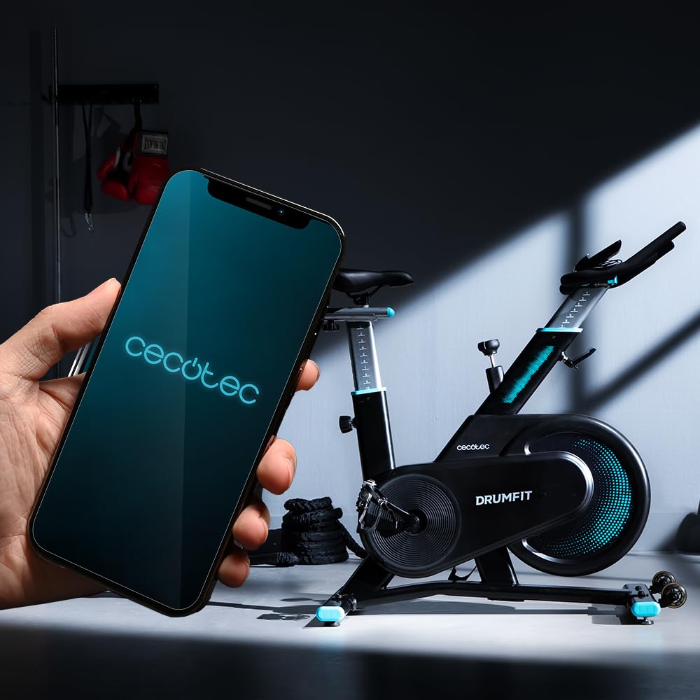 Cecotec Bicicletta Indoor DrumFit Indoor 7000 Magno Connected Resistenza Magnetica, Connettività Bluetooth, Design Compatto, Sella e Manubrio Ergonomici e Regolabili, Display LCD