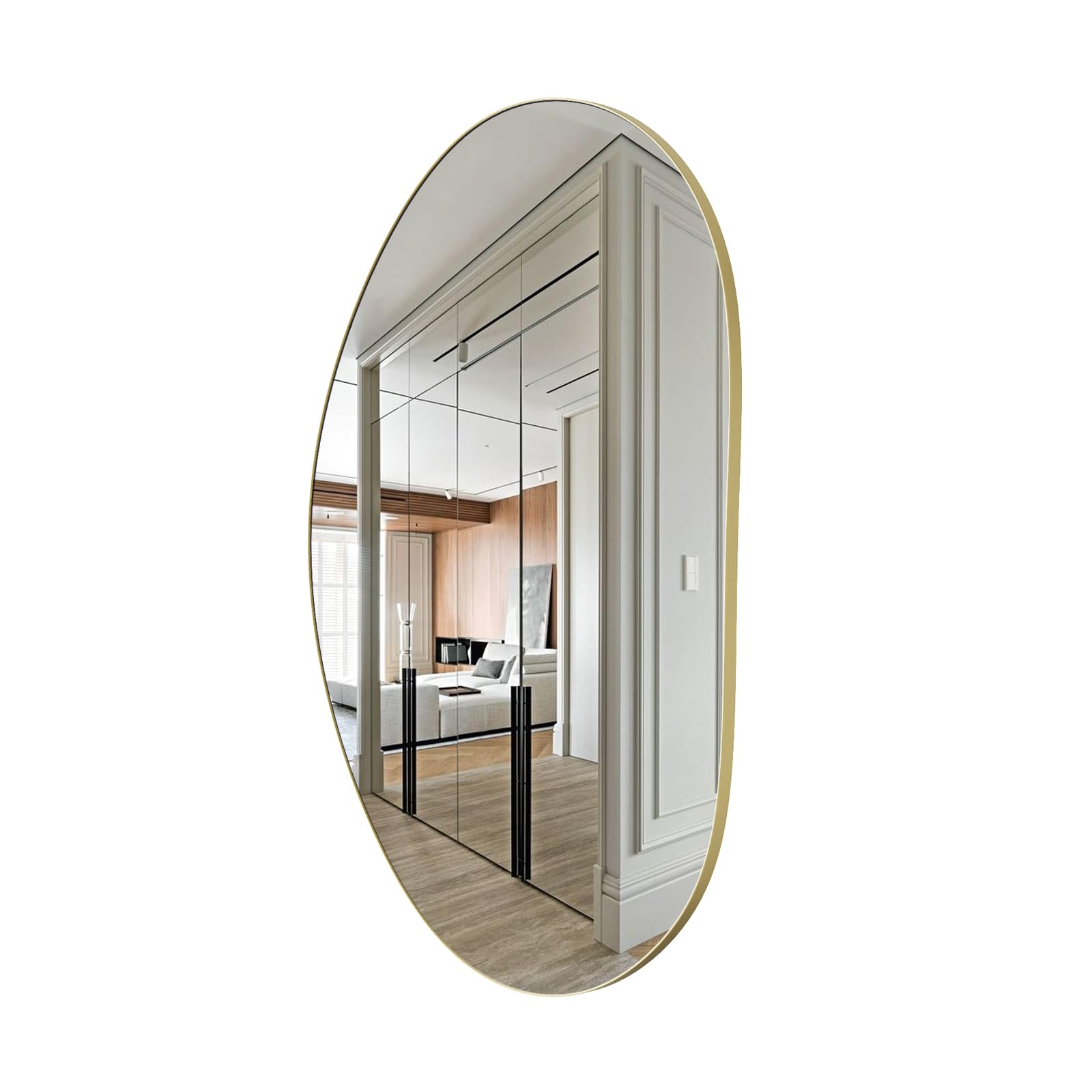 Yumyolk Espejo de Pared Irregular, Espejo asimétrico, Espejos Decorativos de Pared Grandes, Moderno para Entrada salón baño Dormitorio, 63 x 37 x 2.2cm Oro