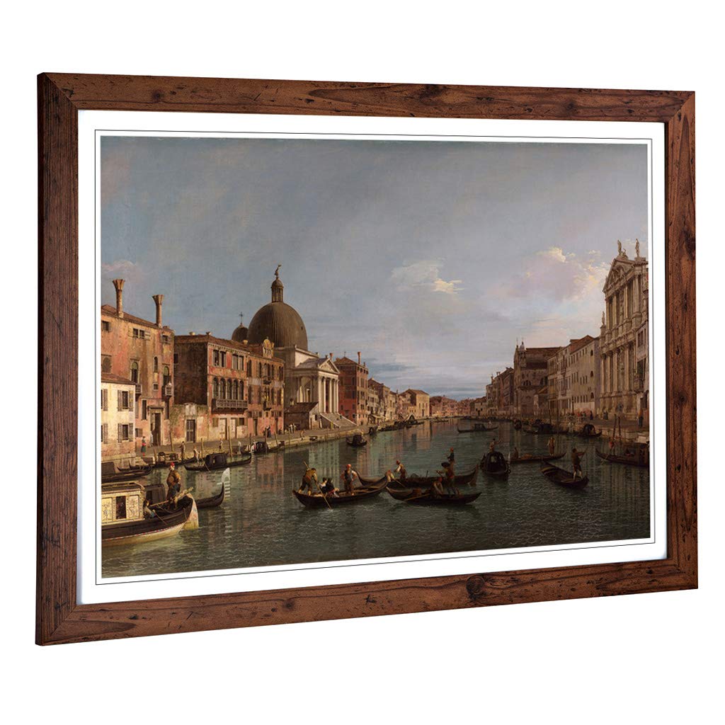 Big Box Art Framed Print of Giovanni Canaletto Grand Canal, Venice Design | Wall Art Picture | Home Decor for Kitchen, Living Room, Bedroom, Hallway, Walnut, A2 / 24.5x18 Inch / 62x45cm