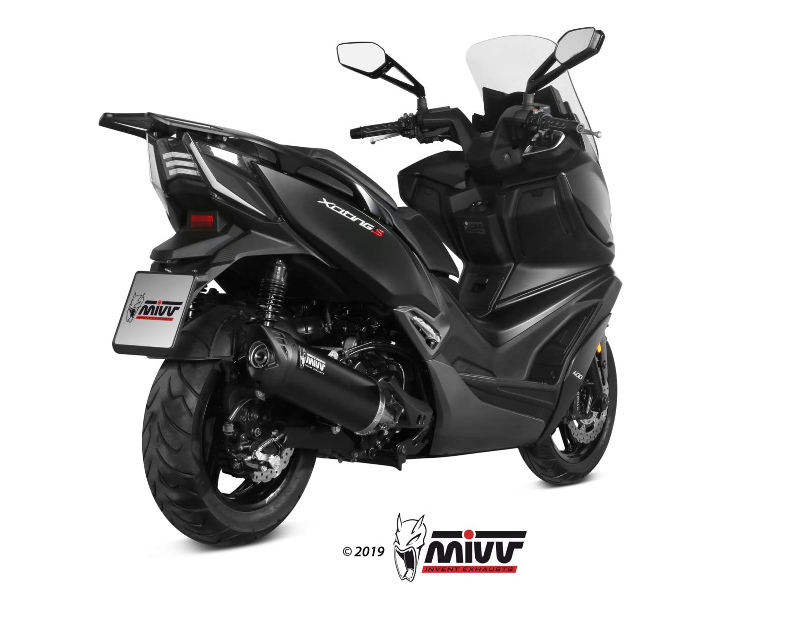 MIVV SLIP-ON STANDARD MOVER Edelstahl schwarz kompatibel mit KYMCO XCITING 400i S 400 ccm ab Bj. 19