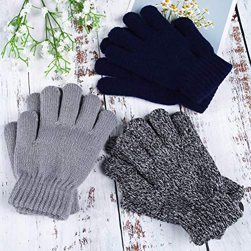 Cooraby KB1890 3 Pairs Kid'S Winter Gloves Thick Cashmere Warm Knitted Gloves Children Cold Weather Gloves thumb #4