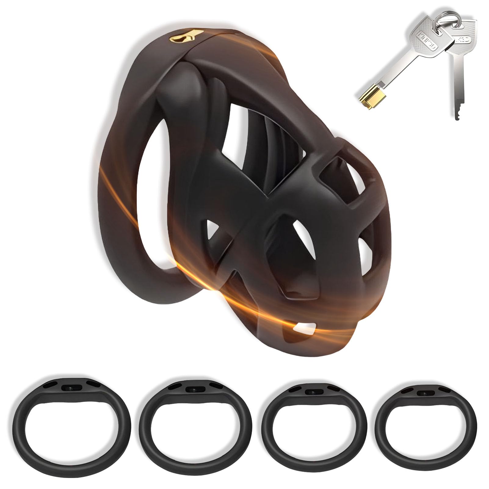 SeLgurFos Nylon Resin chastity Device for Men, 3D Lightweight Chastity Cage with 4 Carabiners in Different Sizes for Mens, Chastity Lock Male BDSM Adult Sex Toys (Small,Black)