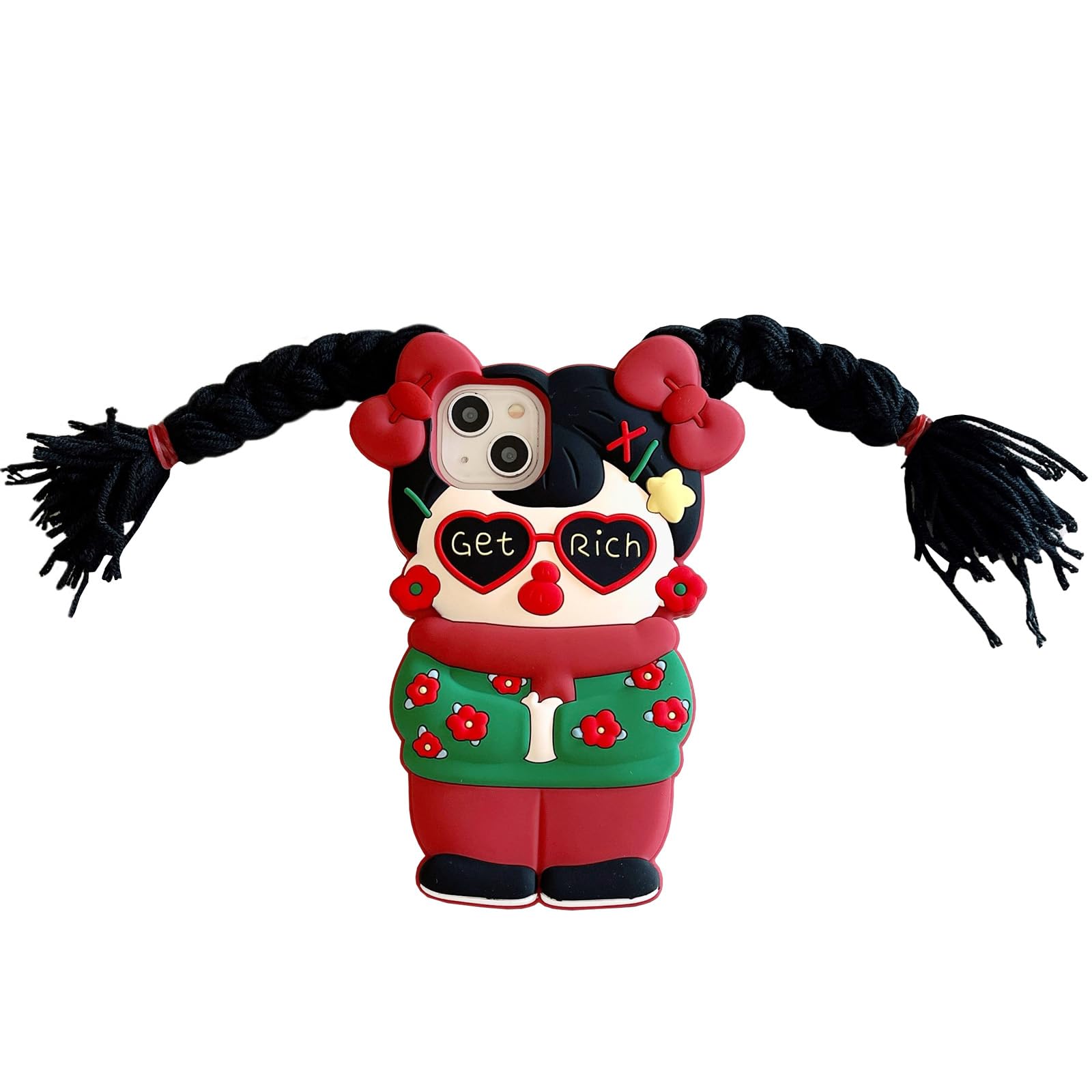 Case for iPhone 13 Pro Max,Kawaii Phone Cases 3D Silicone Cartoon Braided Girls Can DIY Fun Cute Case Soft Rubber Shockproof Protective Case Women Girls for iPhone 13 Pro Max