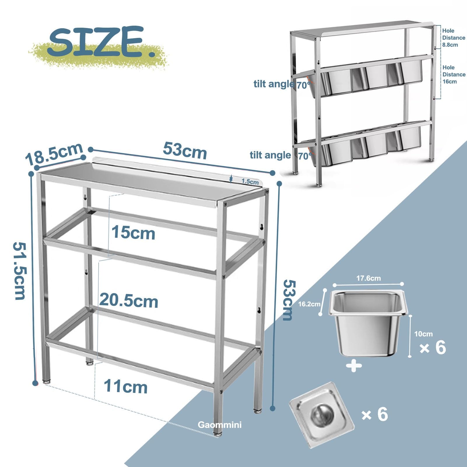 Adjuble inless Steel Se Rack con coperchio - Armadio salvaspazio Sto Solut per condimenti da cucina e dispensa - Perfetto per la casa nizat