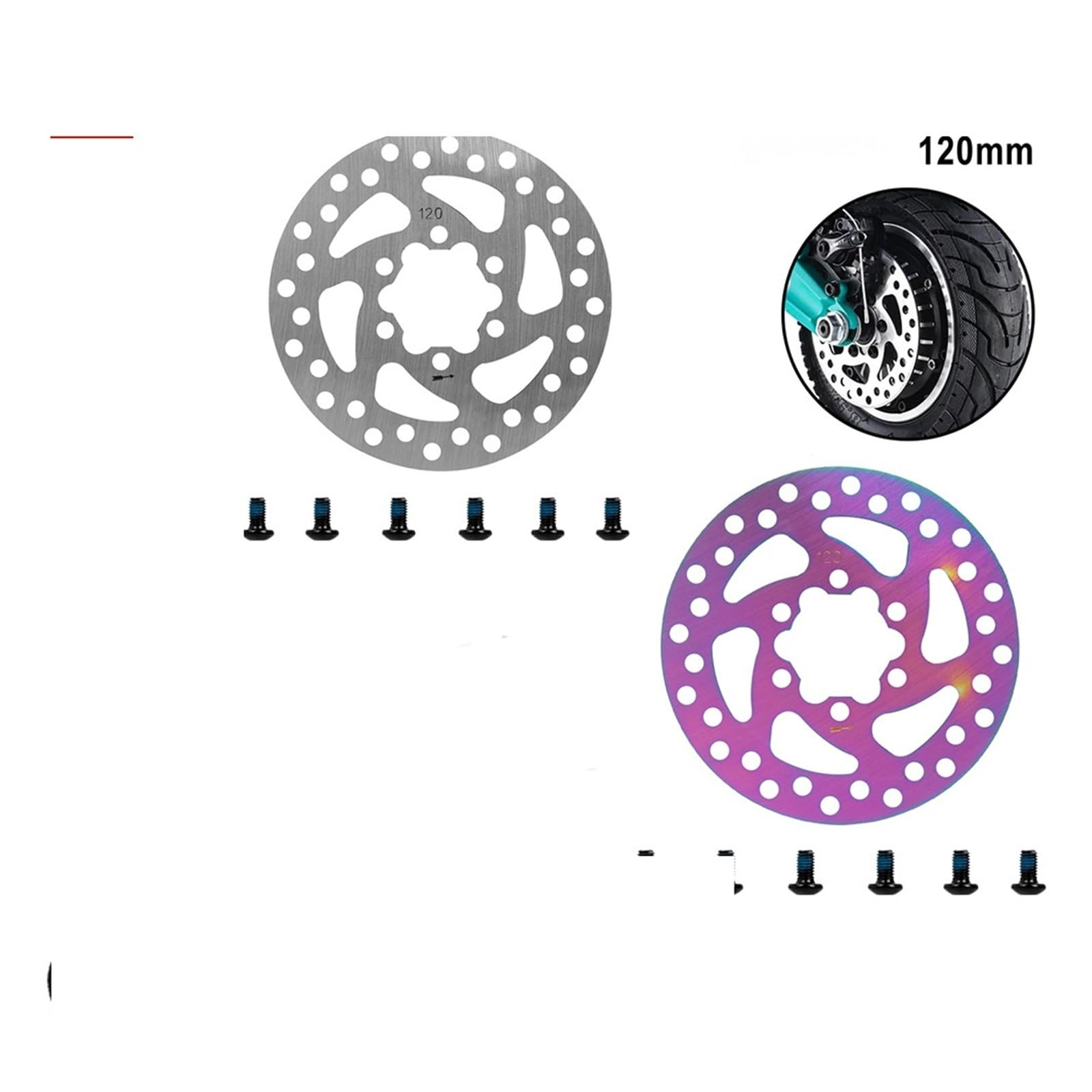 Rotore del Freno a Disco da 120 mm for Scooter Elettrico 9 9+ 8X 9 con Viti in Acciaio Inossidabile, Parti di Ricambio(Silver)