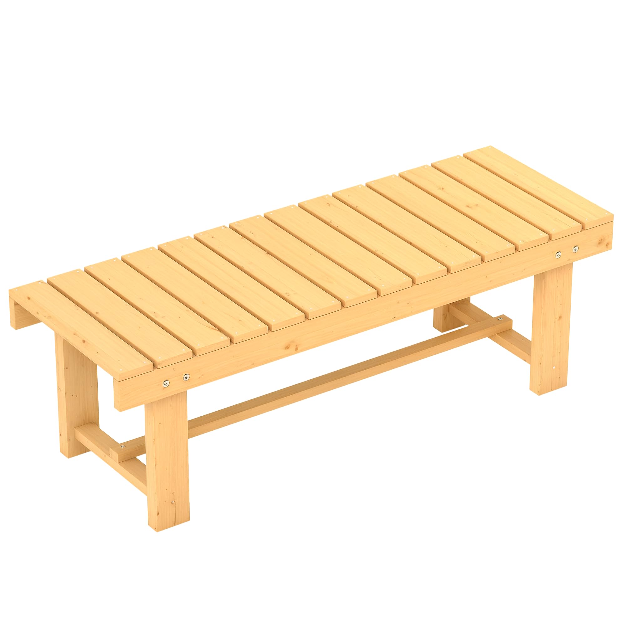 Outsunny Banc de Jardin Bois 2 Places Style Rural Chic110 x38 x35 cm | Assise à Lattes, Sapin pré-huilé