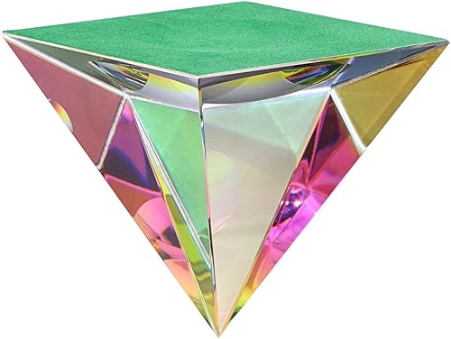Miniatura 4 de OwnMy Pirámide de cristal iridiscente atrapasoles de cristal prisma de color arco iris, adorno de escritorio, pirámide de pisapapeles de vidrio con