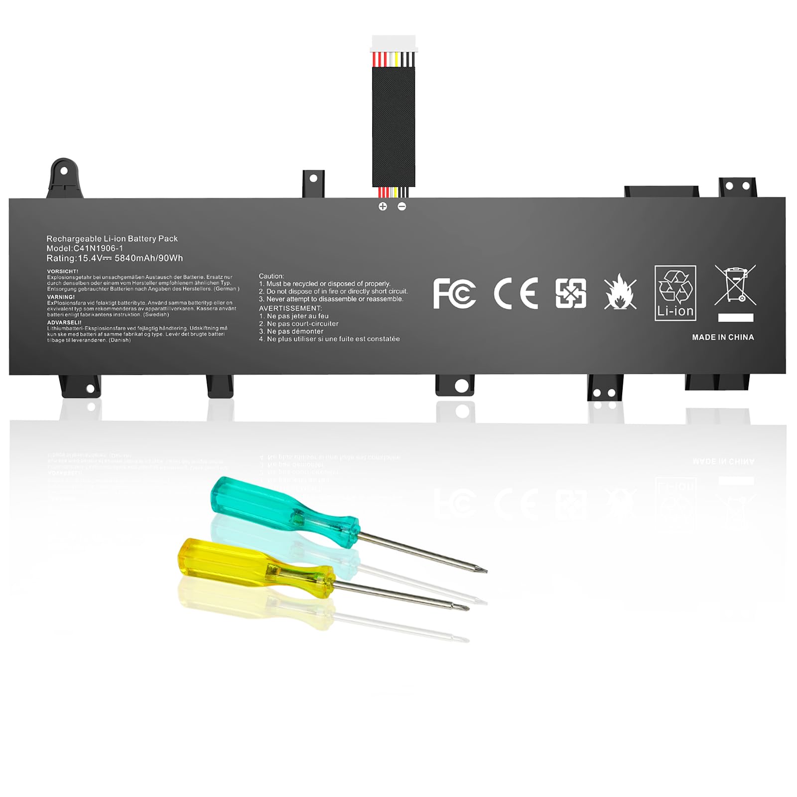 C41N1906-1 4ICP5/63/133 Batterie de Rechange pour Ordinateur Portable ASUS TUF Gaming A17 FX706 FX706IU FX766IU FA706 FA706IU F15 FX506 FX506H FX506L FA506 FA50IV FA566IU FA566IU Série IV