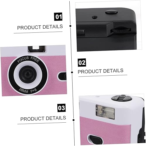 Miniatura 8 de 1 cámara de película reutilizable con flash integrado retro vintage cámara para fotografía fácil, diseño simple para baja rosa y morado para amigos
