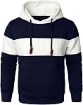 HOOD CREW Hommes manches longues Plaid Sweatshirts à capuche Patchwork Couleur Pullover Hoodies avec cordon de serrage
