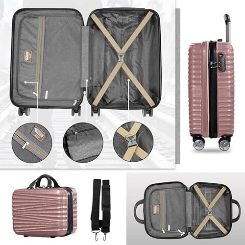 Leaves King Luggage 5 Piece Sets, Hard Shell Luggage Set Expandable Carry On Luggage Suitcase With Spinner Wheels Durable Lightweight Travel Set For Men Women(14/18/20/24/28, Pink) #TOP4