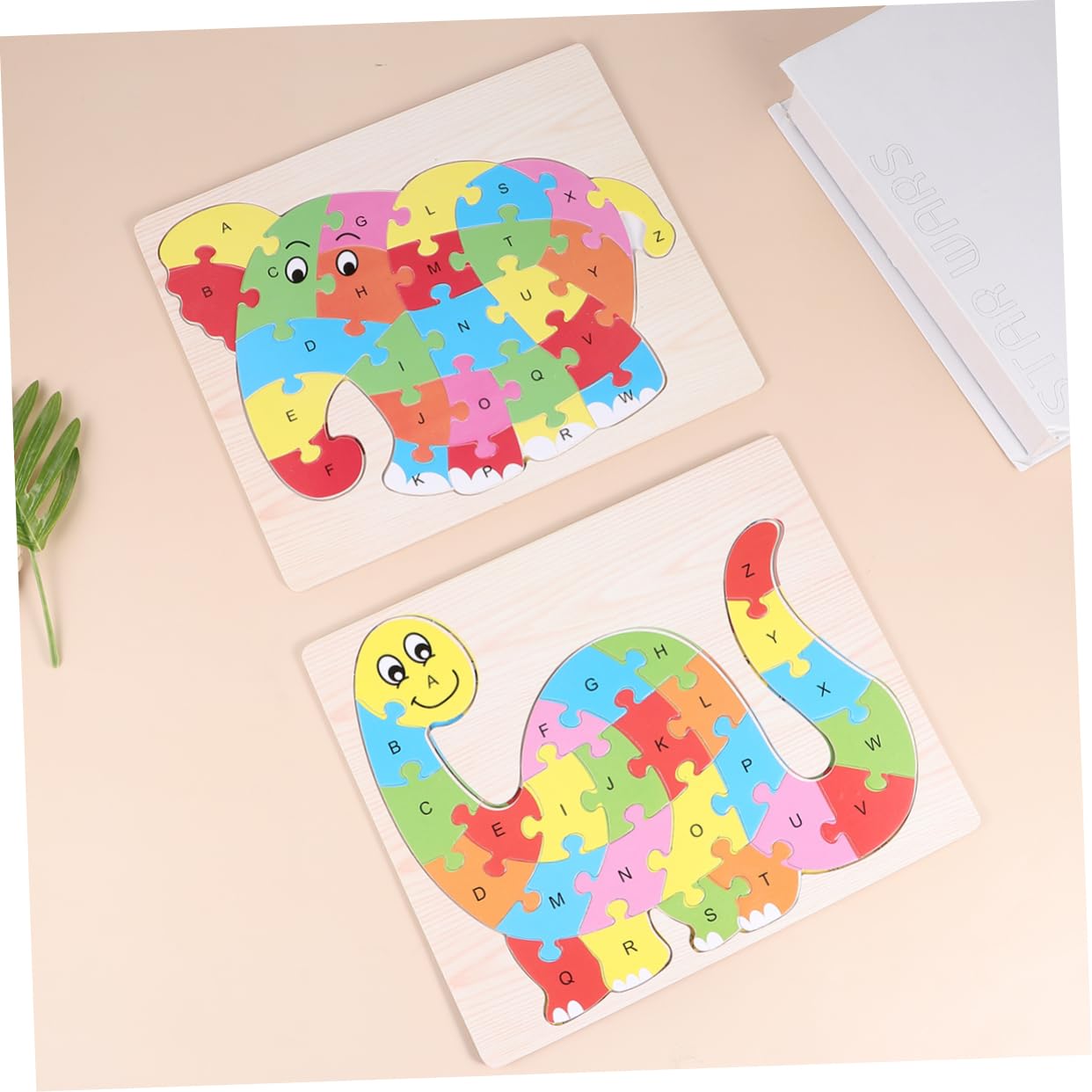 Rompecabezas del Alfabeto para Niños Forma de Animales, 2 Juegos de Puzzles de Plástico sin Bordes, Educativos y Seguros para Niños Pequeños