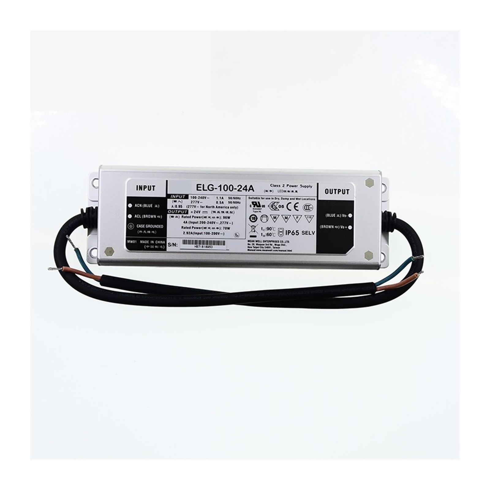 Pilote LED réglable 24V avec variateur intégré ELG-100-24A-3Y étanche 96W IP65