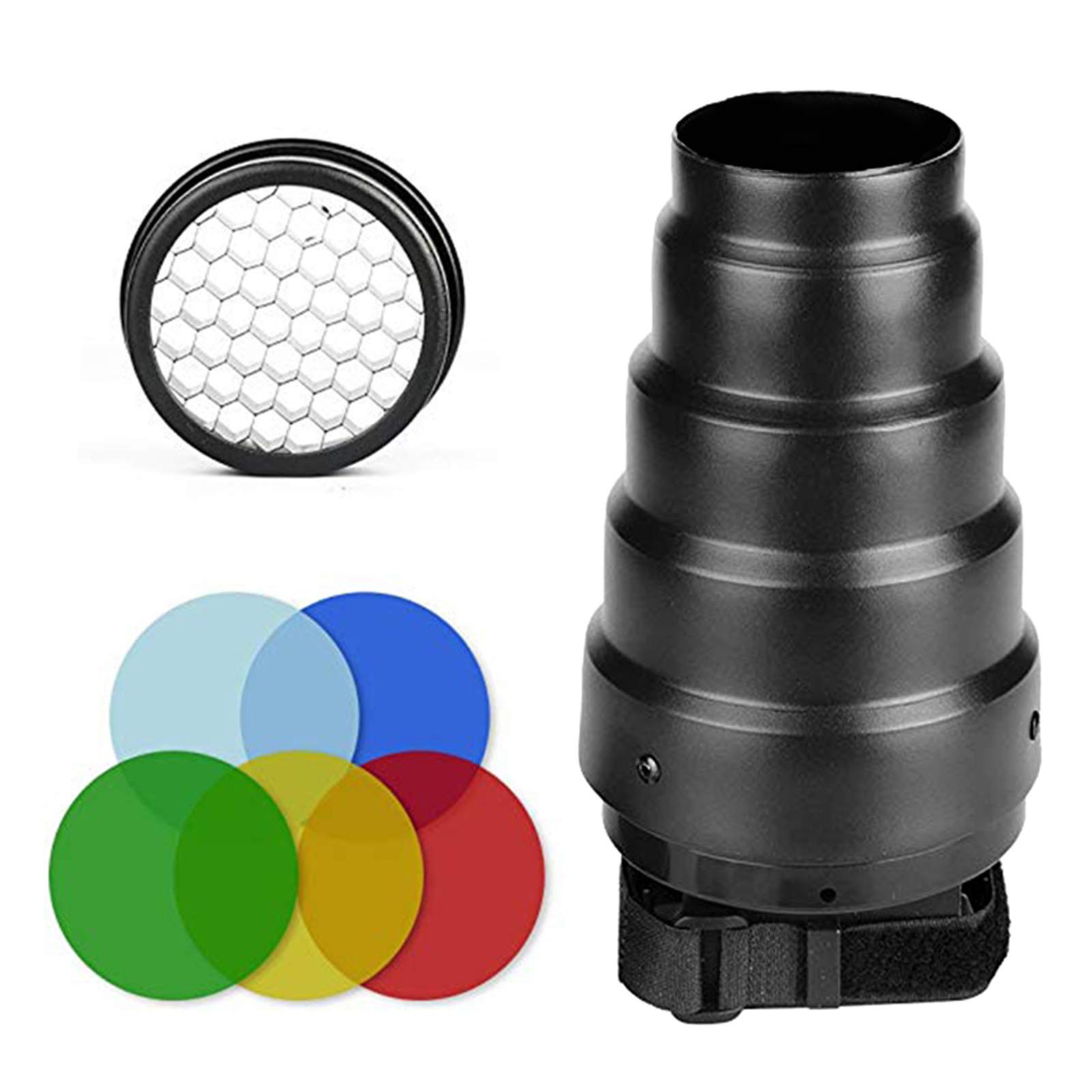 Studio Metal Snoot Honeycomb Grid 5 Color Gel Filter for