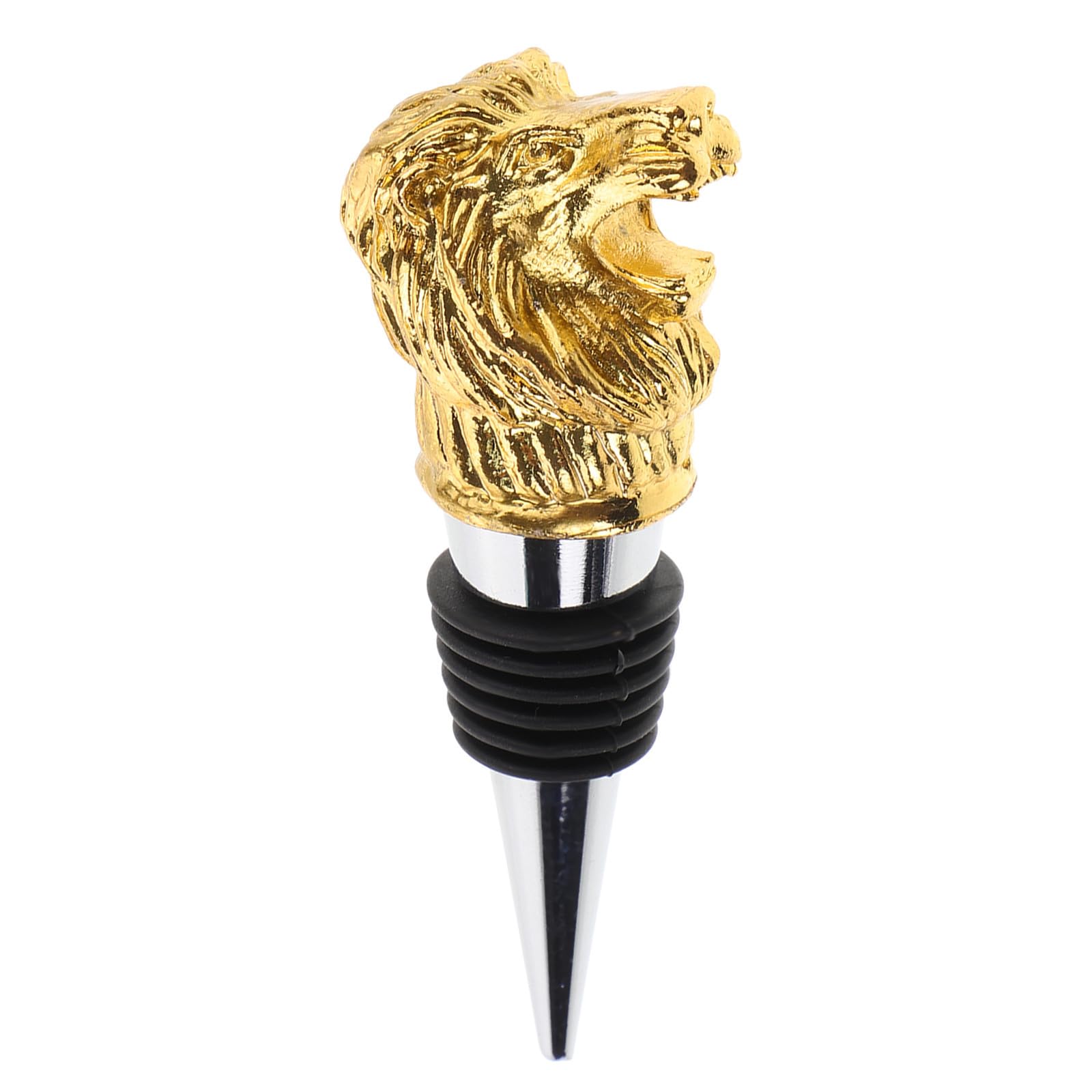Tapón de acero inoxidable para botellas de vino con cabeza de león dorado para eventos