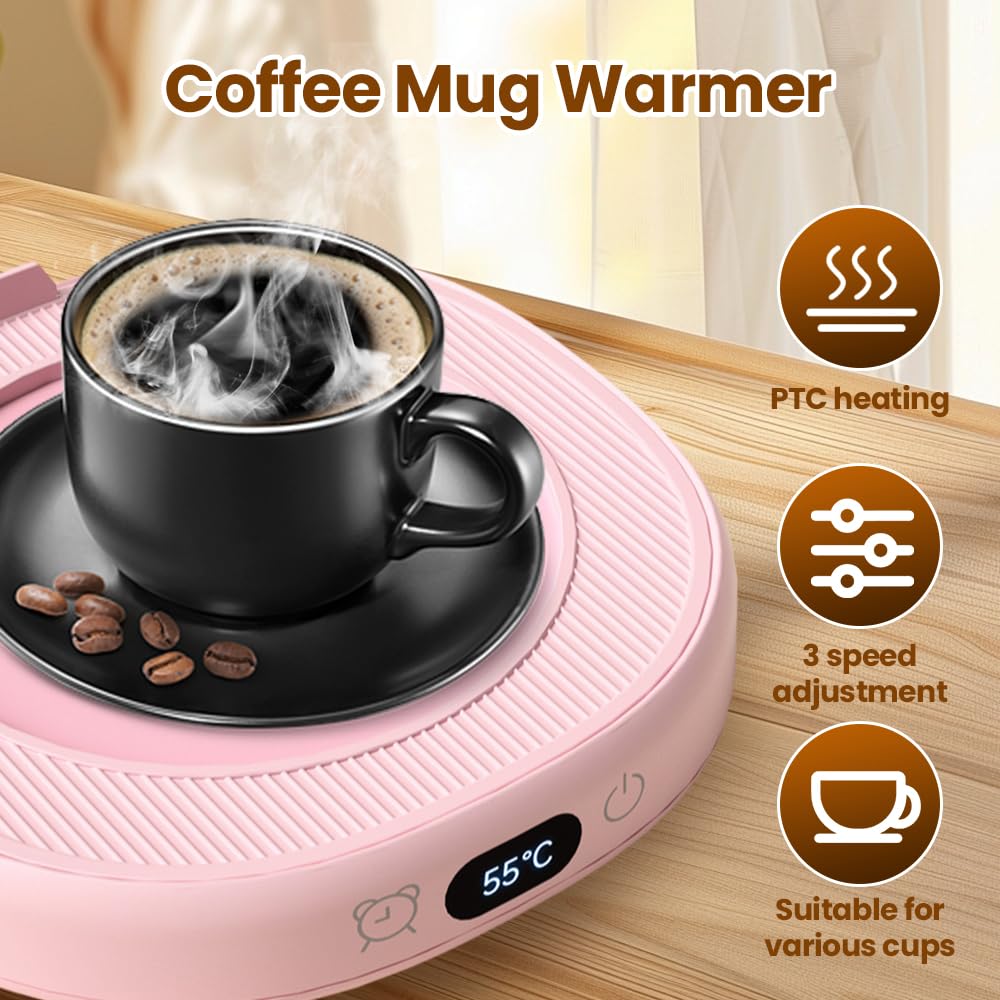 Coffee Mug Warmer, 2025 New USB Coffee Mug Warmer Smart Constant Temperature Coaster, Cup Warmer for Desk with Auto Shut Off, Mug Warmer for Coffee, Beverage, Milk, Tea (White)