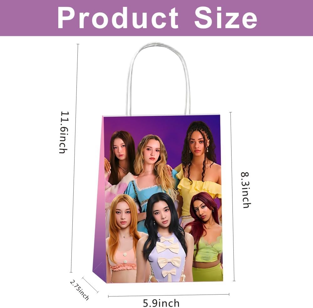 Mozin 12pcs Katseye Gift Bags Goodie Bags with Handles for Katseye Themed Birthday Party Decorations Supplies image 5