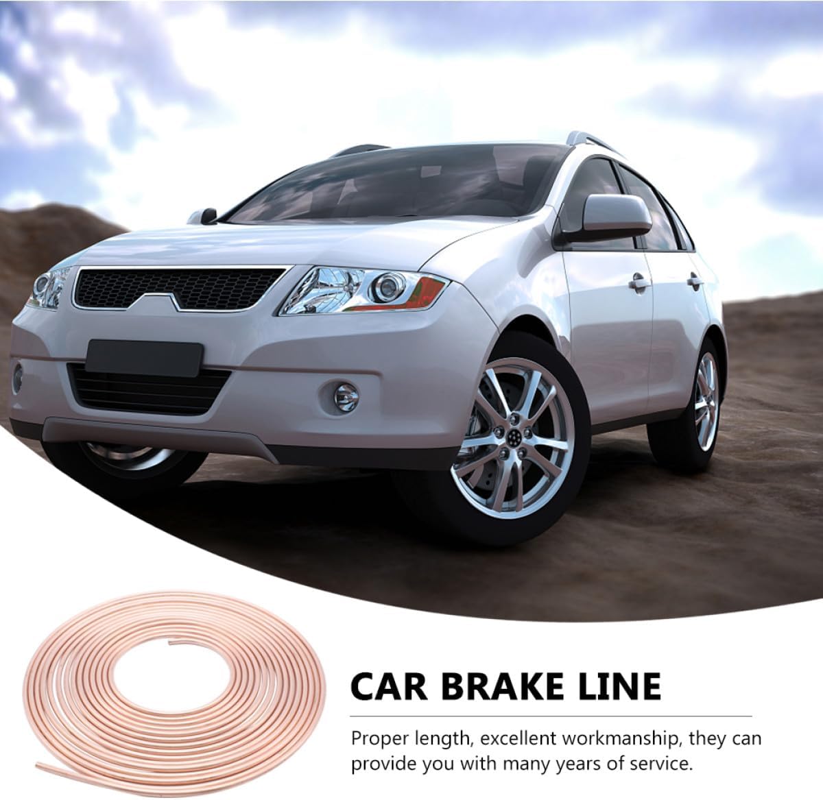 Copper Coated Nickel Copper Car Brake Line Tube Coil 3/16 Inch Od 25 Feet Vehicle Auto Brake Tubing Non-magnetic for Automotive Replacement